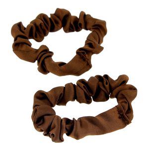2 d&uuml;nne Satin-Haargummis braun