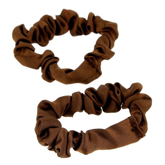 2 d&uuml;nne Satin-Haargummis braun
