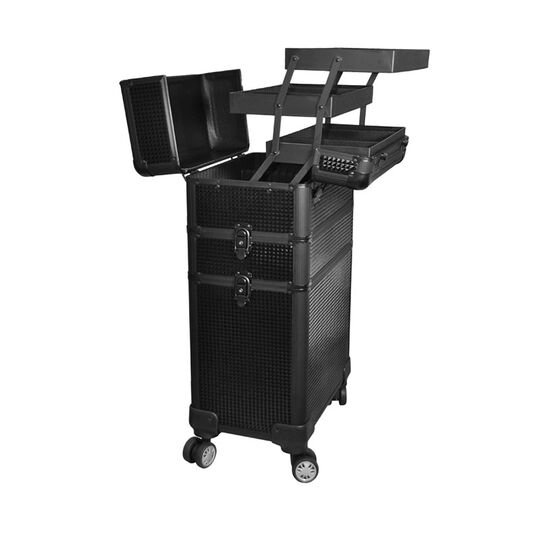 Schwarzer 3D-Koffer mit 3 Etagen