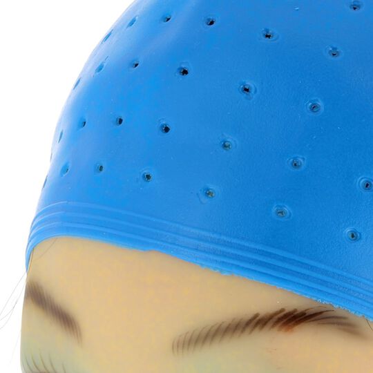 Blaue Str&auml;hnenhaube mit Haken