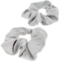 2 Satin-Haargummis Silber