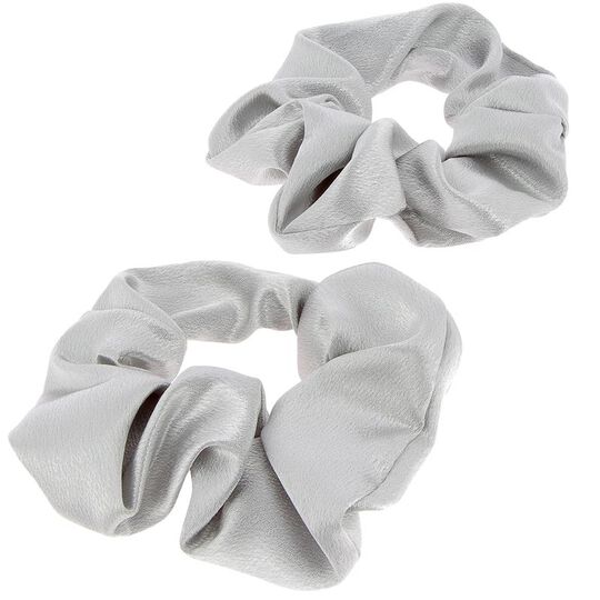 2 Satin-Haargummis Silber
