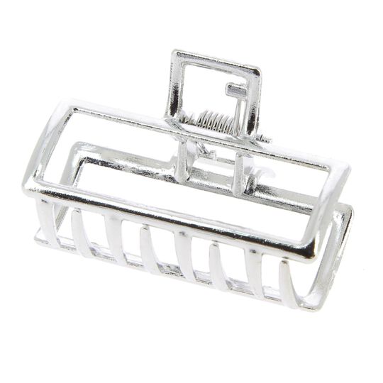 Kleine Metall-Krokodilklammer Rechteck silberfarben