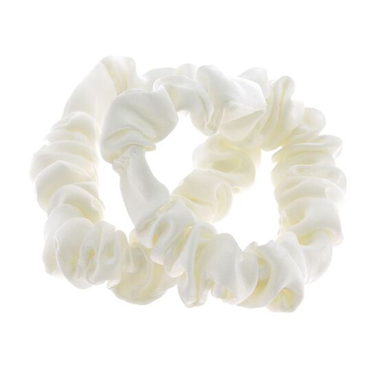 2 d&uuml;nne Satin-Haargummis Wei&szlig;