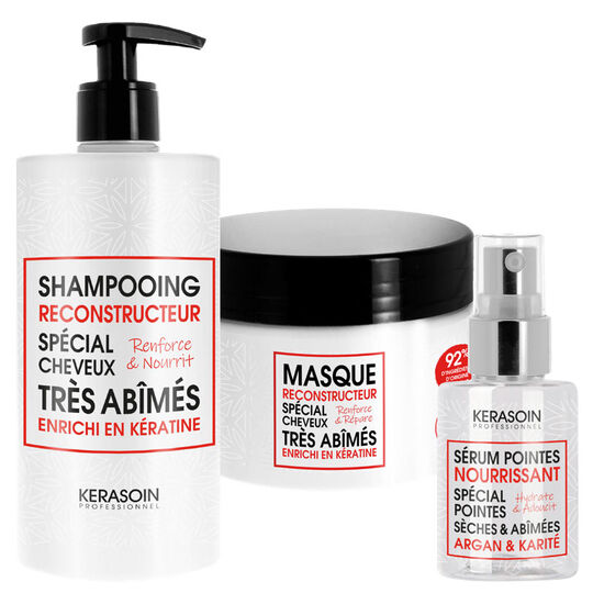 Rekonstruierendes Keratin-Set aus Shampoo, Maske und Serum