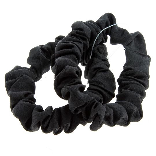 2 d&uuml;nne Satin-Haargummis Schwarz