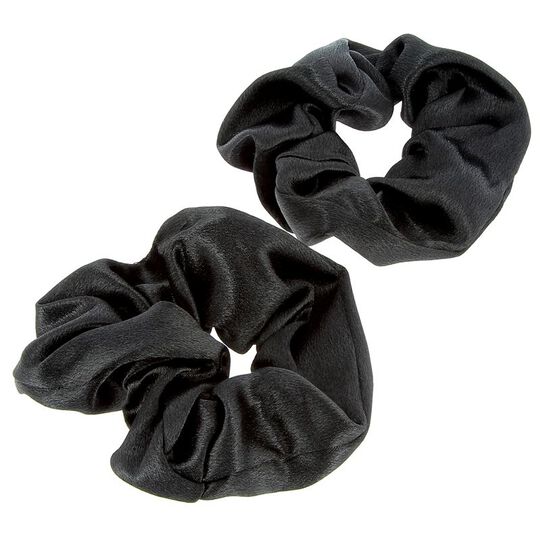 2 Satin-Haargummis Schwarz