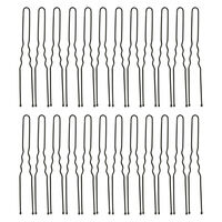 24 Lange gewellte Haarnadeln Schwarz