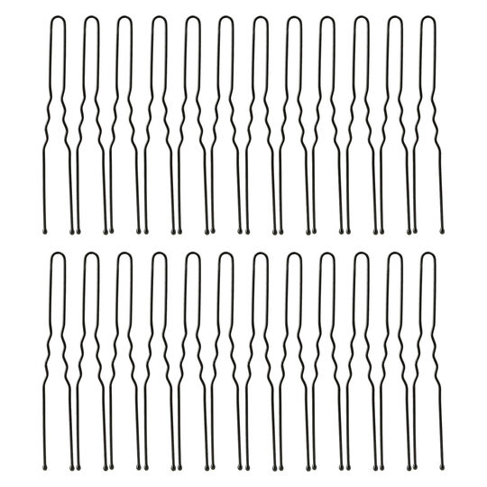 24 Lange gewellte Haarnadeln Schwarz